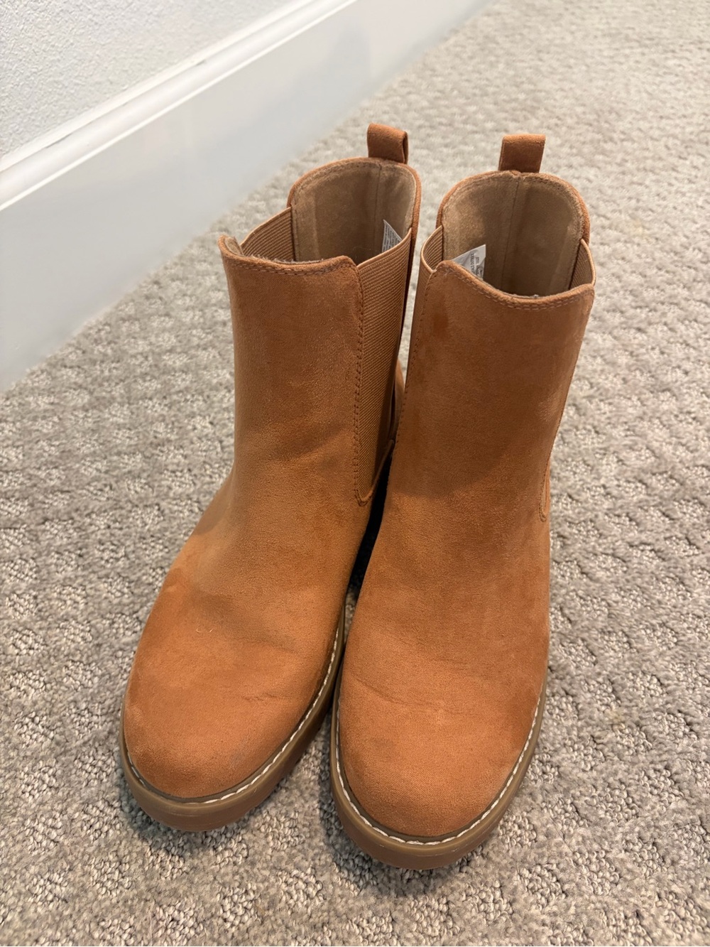 Women's Suede Ankle Boots in Cognac Brown